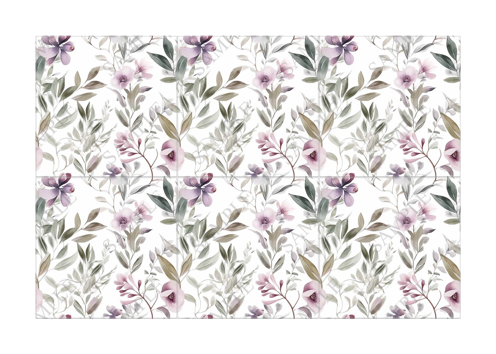 Botanical Purple Floral Ceramic Tile - Botanical Kitchen Backsplash ...