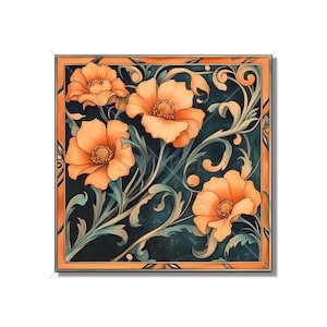 Ceramic Tile Vintage Art Nouveau Flower Design Art Nouveau Kitchen Backsplash Tiles Floral Tile Art Nouveau Accent Tiles Free Shipping