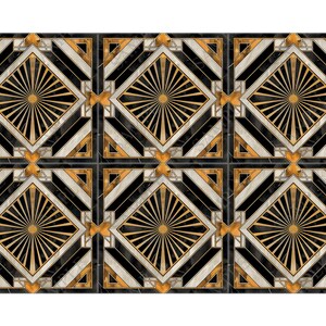Vintage Art Deco Design Ceramic Tile Black and Gold Tones Art Deco ...