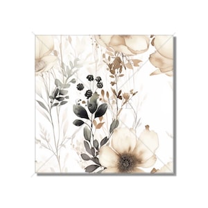 Botanical Floral Ceramic Tile - Botanical Kitchen Backsplash Tile - Botanical Bathroom Tile - Botanical Fireplace Surround Tile