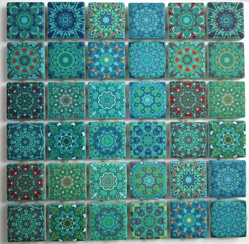 Ceramic Mosaic Tiles Turquoise Blue Green Mixed Boho Moroccan Tile ...