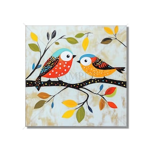 Colorful Bird Ceramic Tile - Mixed Bright Colors Design Wall Tiles - Bird Design Wall Art Tile - Colorful Bird Home Decor - Free Shipping