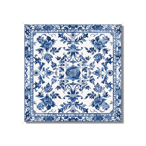 Blue And White Ceramic Tile - Vintage French Floral Tile Design - Blue Kitchen Backsplash Tile - Blue Bathroom Tile Patterned Ceramic Tile
