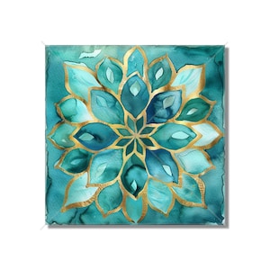 Ceramic Tile Turquoise Blue Green Teal Design - Kitchen Backsplash Tile - Blue Green Bathroom Tile - Unique Tile Backsplash - Free Shipping