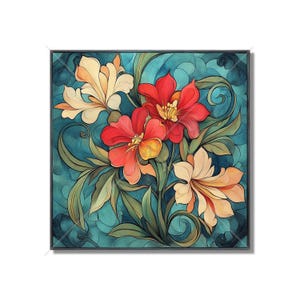 Ceramic Tile Vintage Art Nouveau Flower Design Art Nouveau Kitchen Backsplash Tiles Floral Tile Art Nouveau Accent Tiles Free Shipping