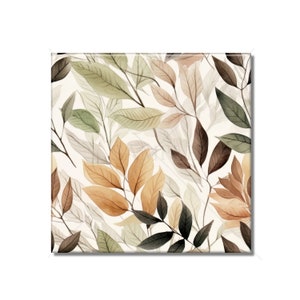 Botanical Leaves Ceramic Tile - Botanical Kitchen Backsplash Tile - Botanical Bathroom Tile - Botanical Fireplace Surround Tile