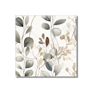Botanical Leaves Ceramic Tile - Botanical Kitchen Backsplash Tile - Botanical Bathroom Tile - Botanical Fireplace Surround Tile