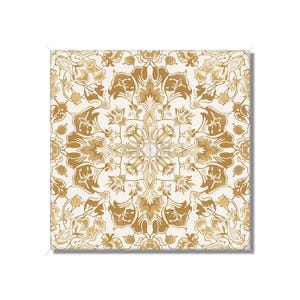 Tan And White Ceramic Tile - Vintage French Floral Tile Design - Unique Kitchen Backsplash Tile Unique Bathroom Tile Patterned Ceramic Tile