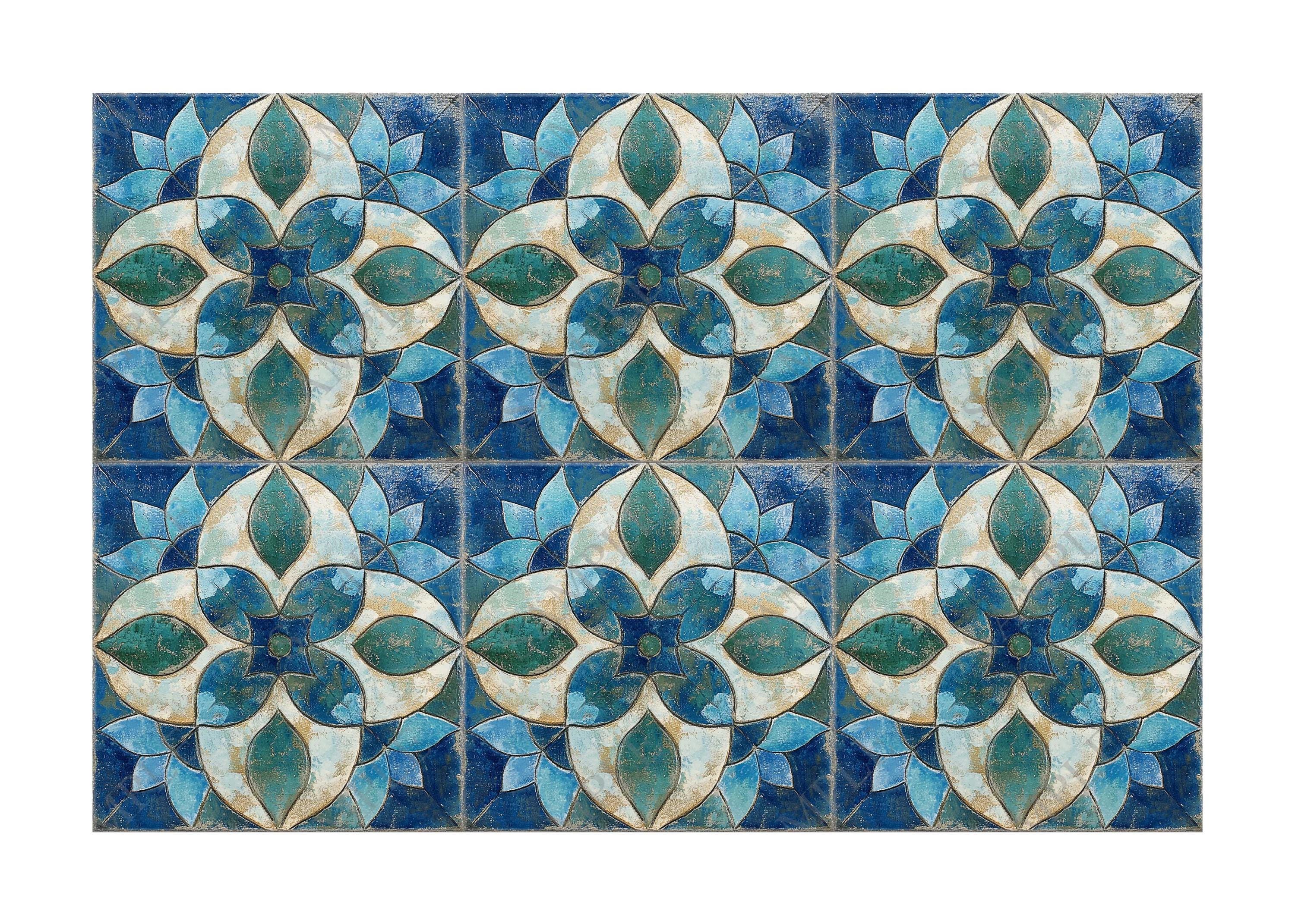 Blue Green Turquoise Ceramic Tile - Vintage Moroccan Tile Design ...