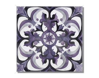 Purple And Gray Ceramic Tile - Purple Kitchen Backsplash Tile - Purple Bathroom Shower Wall Tile - Patterned Ceramic Tile -
