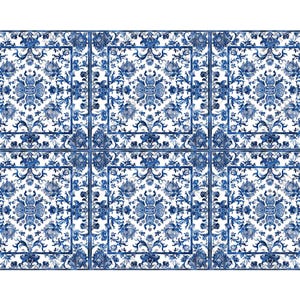 Blue and White Ceramic Tile - Vintage French Floral Tile Design - Blue ...