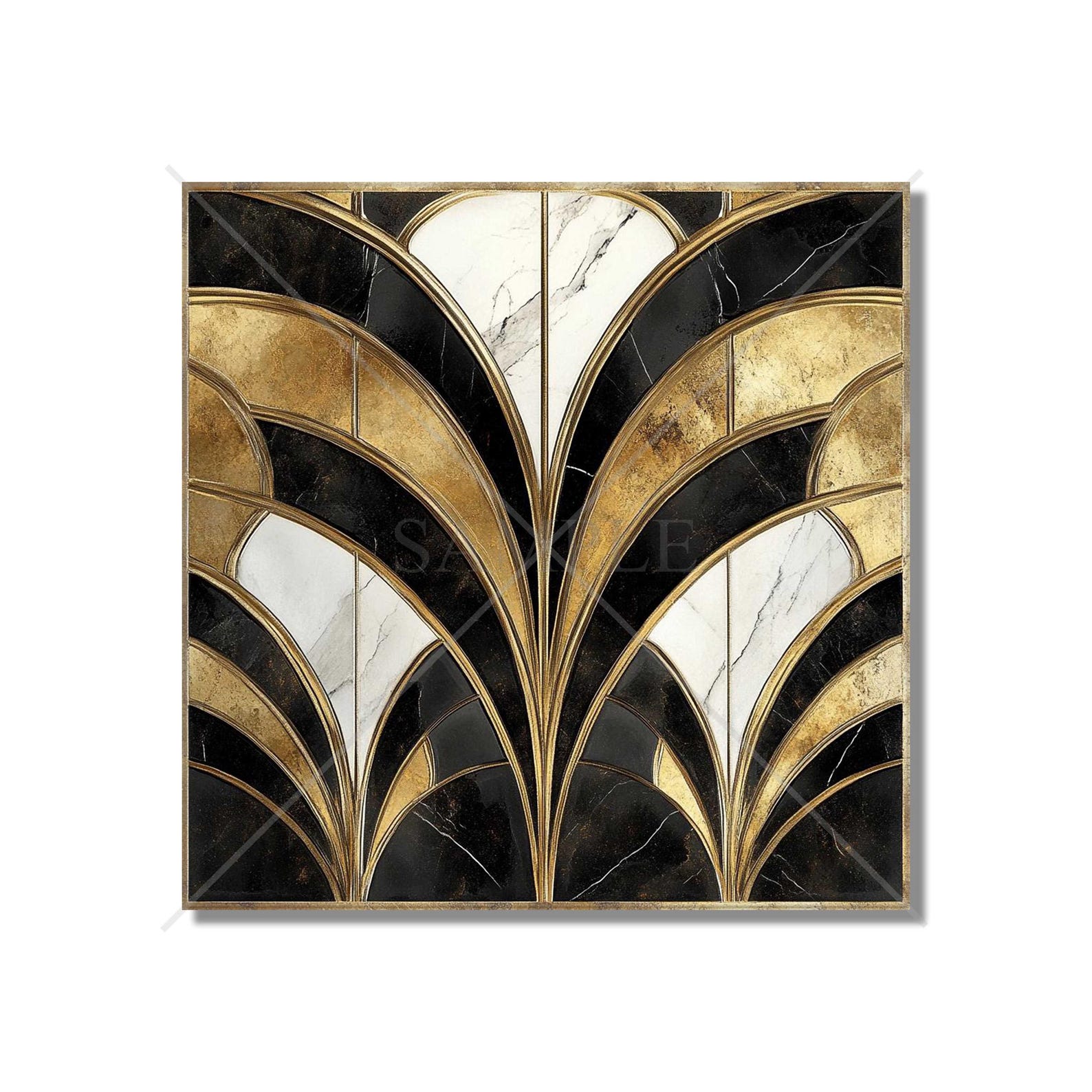 Art Deco Design Ceramic Tile Black and White Kitchen Backsplash Tile