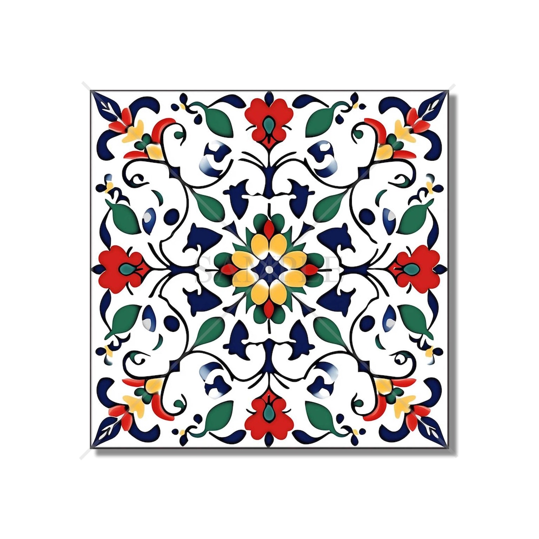 Multi Colored Italian Design Ceramic Tile - Blue Yellow Green Red ...