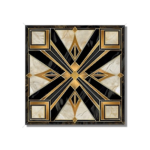 Vintage Art Deco Design Ceramic Tile Black And Gold Tones Art Deco Kitchen Backsplash Tile Art Deco Bathroom Tile - Free Shipping