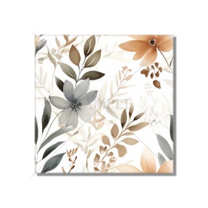 Botanical Floral Ceramic Tile - Botanical Kitchen Backsplash Tile - Botanical Bathroom Tile - Botanical Fireplace Surround Tile