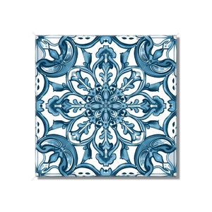 Blue And White Ceramic Tile - Vintage Moroccan Tile Design - Blue Kitchen Backsplash Tile - Bathroom Wall Tile - Patterned Ceramic Tile