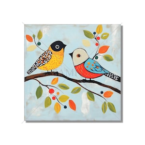 Colorful Bird Ceramic Tile - Mixed Bright Colors Design Wall Tiles - Bird Design Wall Art Tile - Colorful Bird Home Decor - Free Shipping
