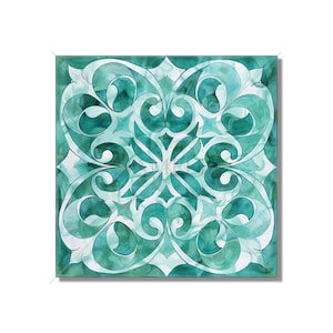 Ceramic Tile Teal Patterned Kitchen Backsplash Tile - Teal Blue Green Bathroom Tile - Unique Tile Backsplash - Free Shipping