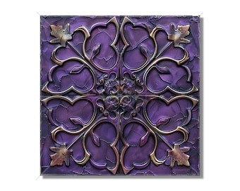 Purple Ceramic Tile - Purple Kitchen Backsplash Tile - Purple Bathroom Wall Tile - Patterned Purple Ceramic Tile -
