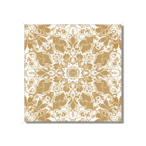 Tan And White Ceramic Tile - Vintage French Floral Tile Design - Unique Kitchen Backsplash Tile Unique Bathroom Tile Patterned Ceramic Tile