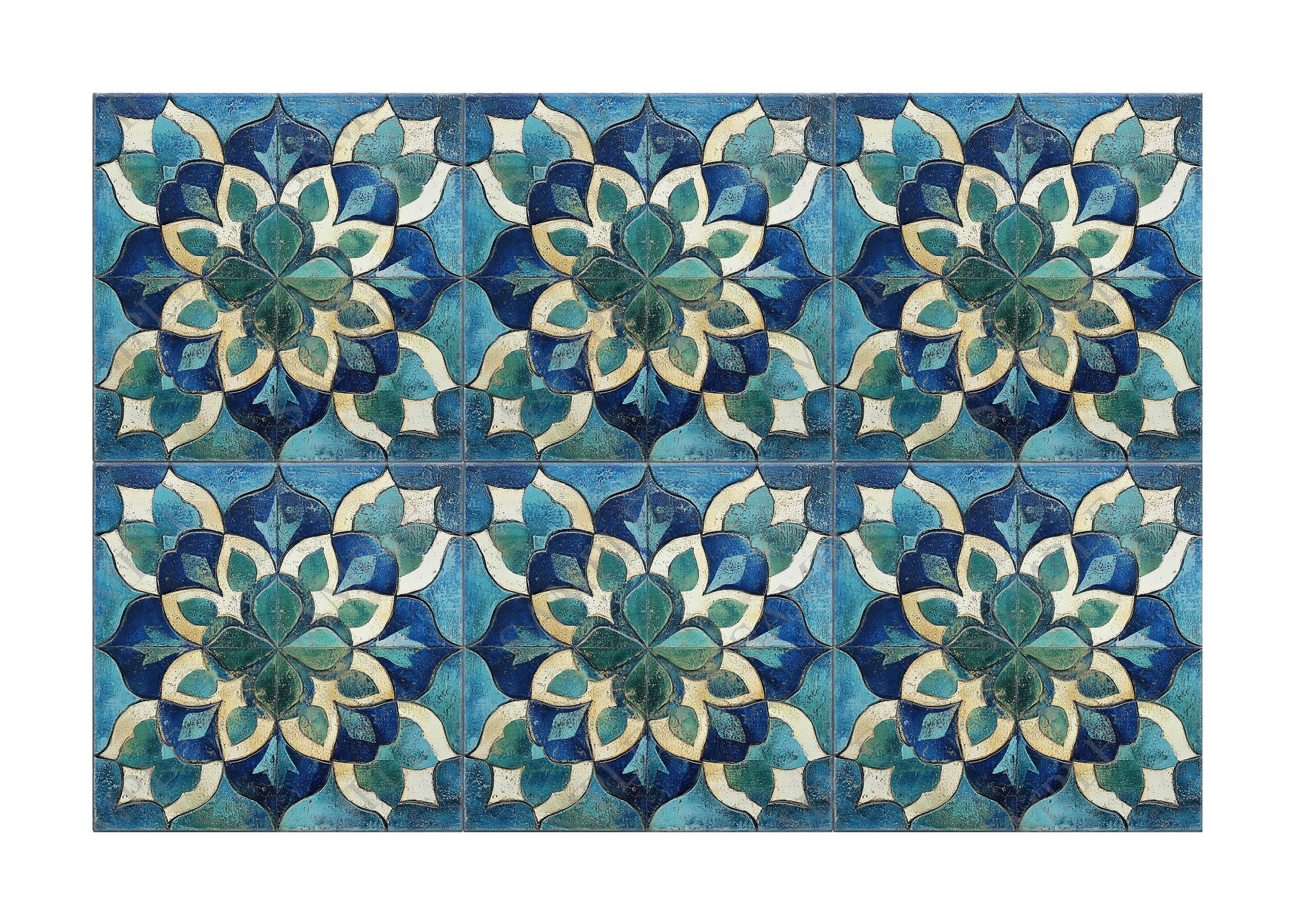 Blue Green Turquoise Ceramic Tile - Vintage Moroccan Tile Design ...