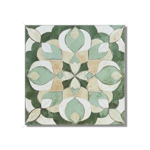 Aged Green Beige Ceramic Tile - Vintage Aged Design Tile - Unique Green Kitchen Backsplash Tile - Unique Bathroom Tile - Green Accent Tiles