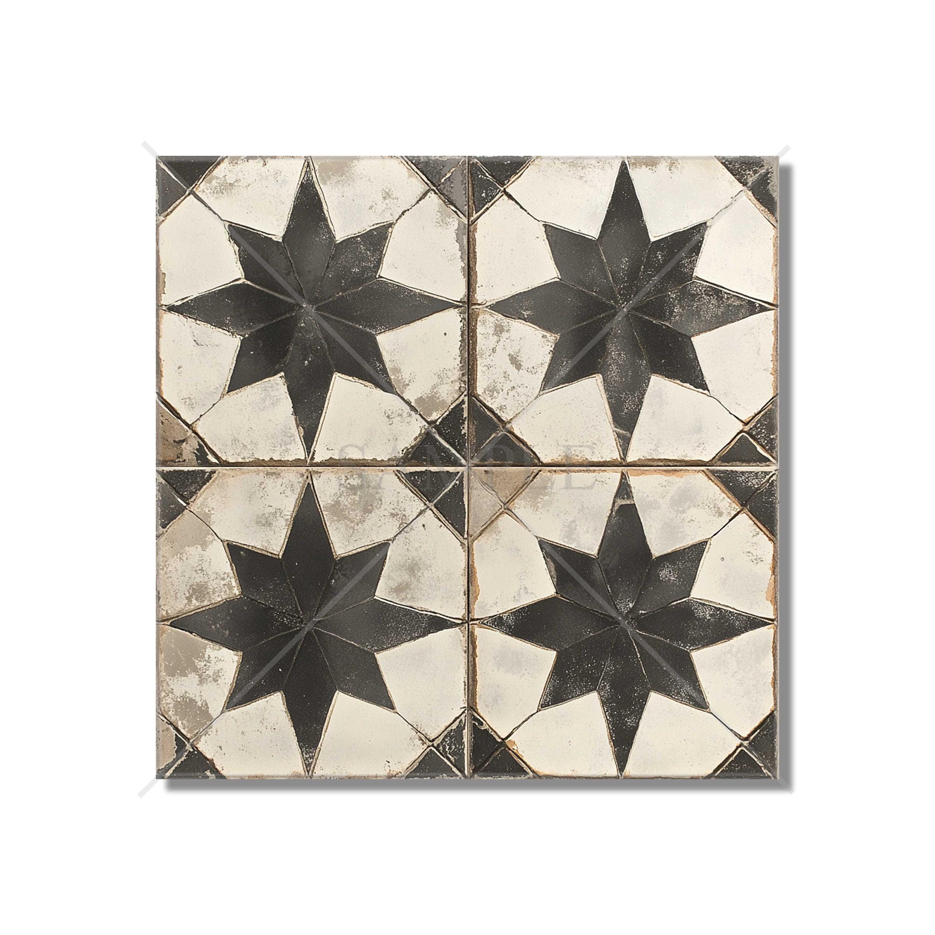 Rustic Black And Off White Ceramic Tile - Decorative Ceramic Tile - Kitchen Backsplash Tile Bathroom Wall Tile Patterned Tile Free Shipping