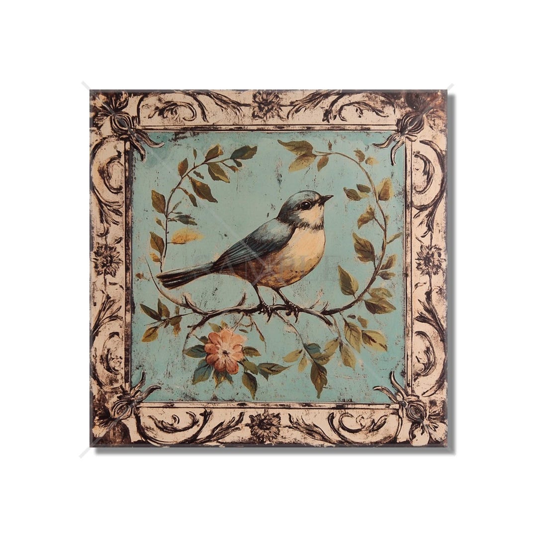 Vintage Bird Design Ceramic Tile - Ceramic Tiles With Birds - Bird ...