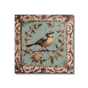 Vintage Bird Design Ceramic Tile - Ceramic Tiles With Birds - Bird Design Home Decor - Bird Mural - Tile With Animals Bird Accent Tiles