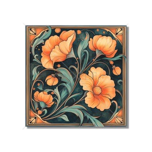 Ceramic Tile Vintage Art Nouveau Flower Design Art Nouveau Kitchen Backsplash Tiles Floral Tile Art Nouveau Accent Tiles Free Shipping