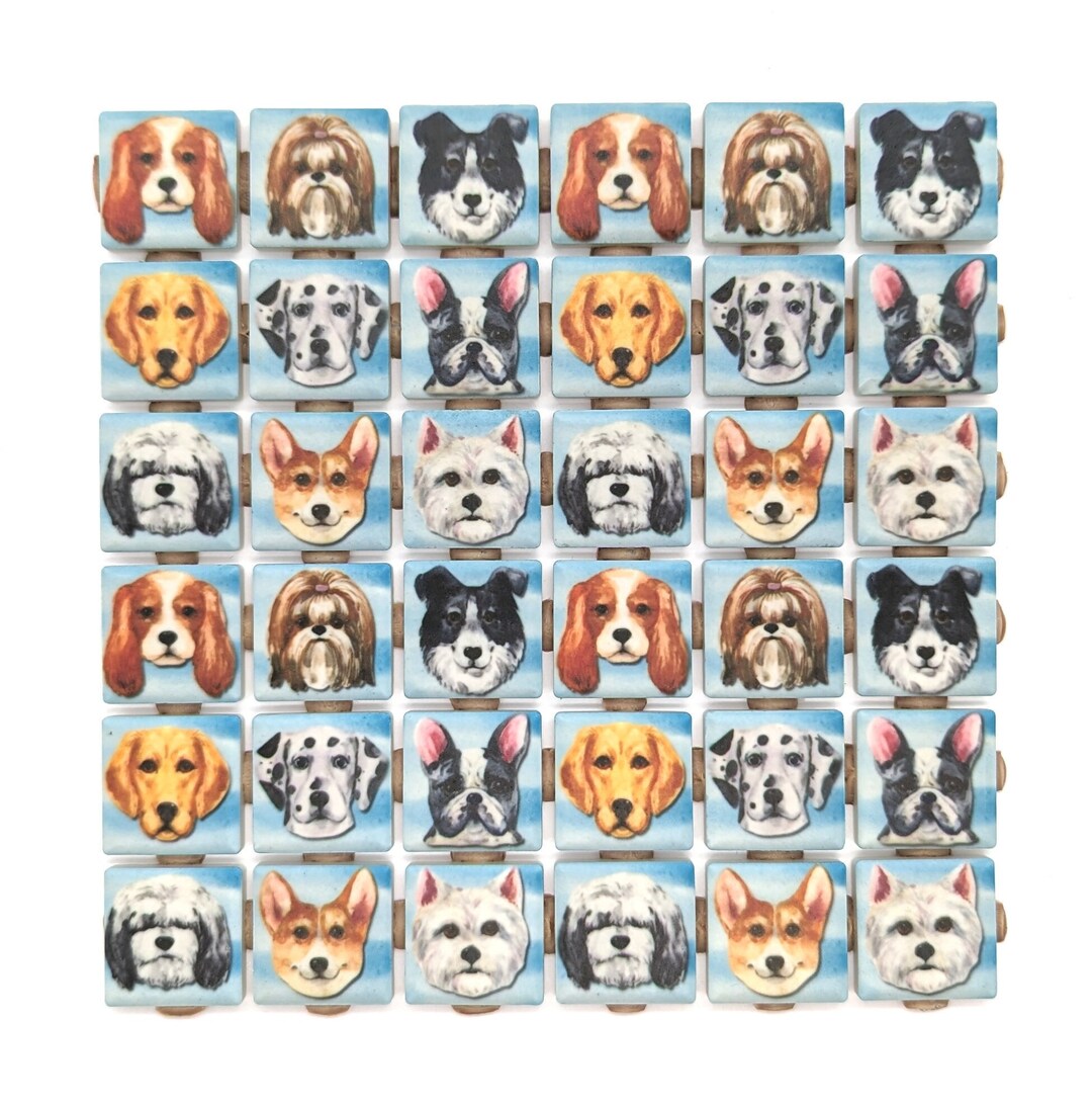 Dog Ceramic Mosaic Tiles Set 3 36 Pieces Dogs Mosaic Tile - Dog Mosaic ...