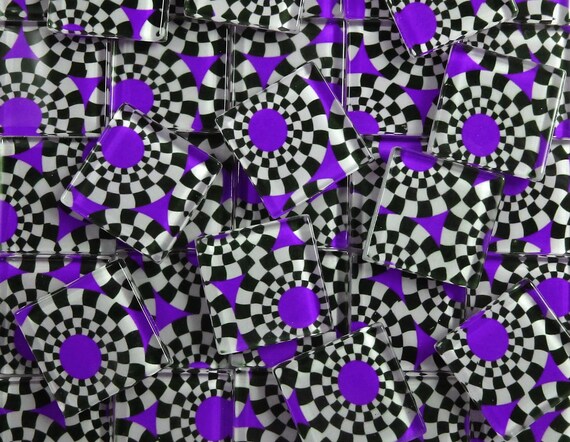 42 purple glass mosaic tiles