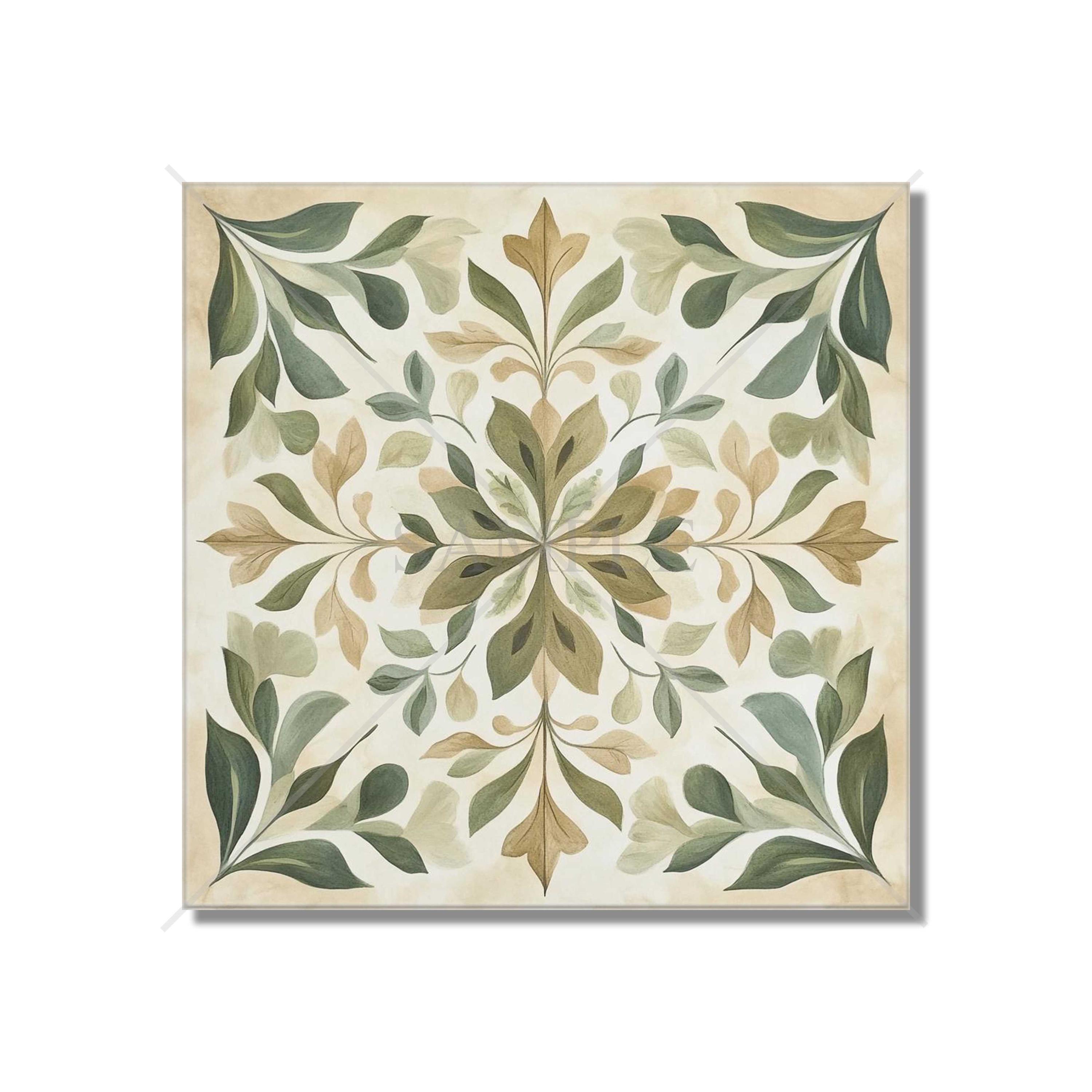 Green Beige Botanical Ceramic Tile Patterned Kitchen Backsplash Tile With Leaves Bathroom Tile Decorative Leaf Patterned Tile Free Shipping