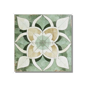 Aged Green Beige Ceramic Tile - Vintage Aged Design Tile - Unique Green Kitchen Backsplash Tile - Unique Bathroom Tile - Green Accent Tiles