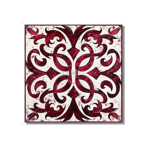 Dark Red Wine Patterned Ceramic Tile - Red Kitchen Backsplash Tile - Red Bathroom Wall Tile - Decorative Red Ceramic Tile - Red Accent Tile