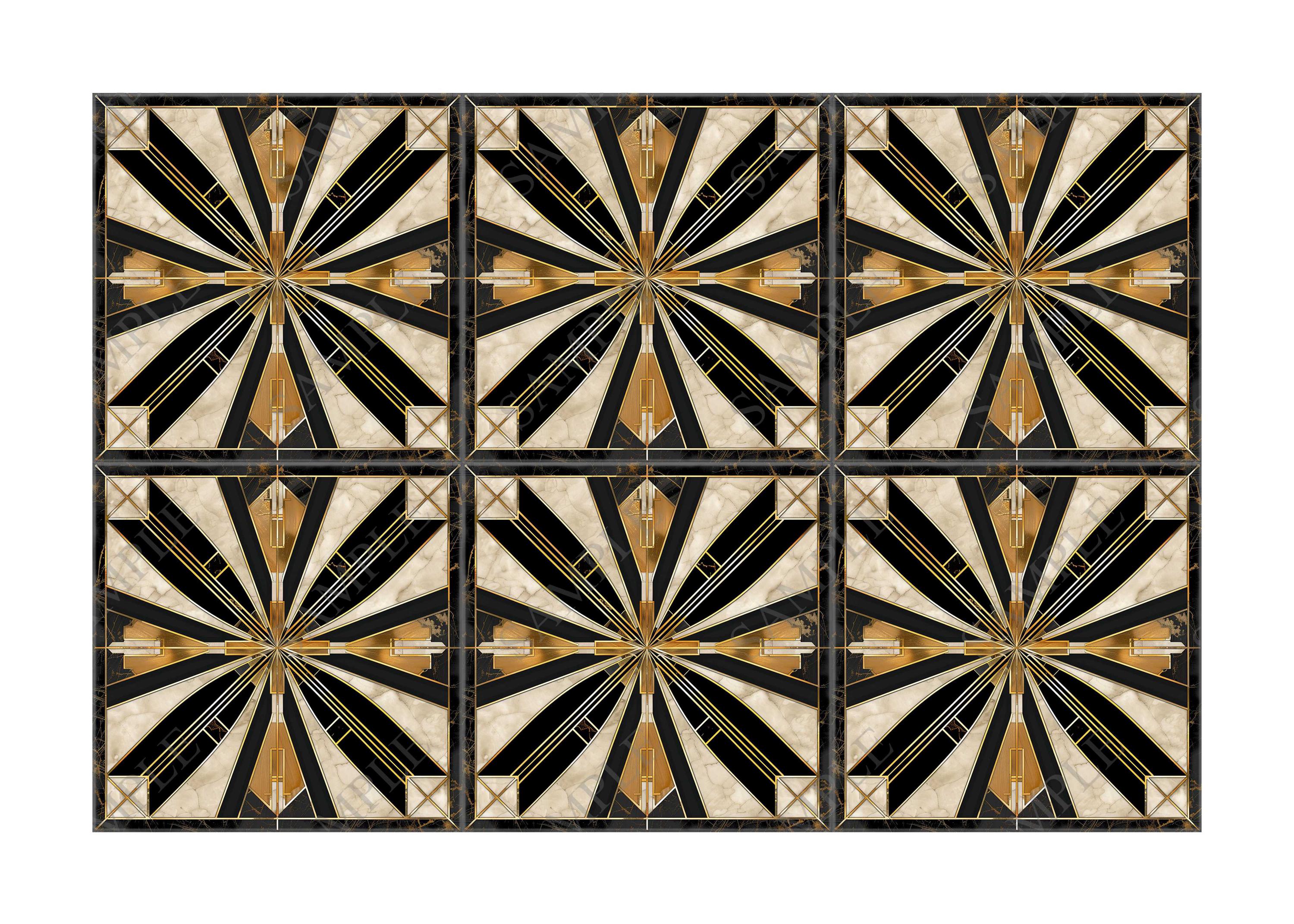 Vintage Art Deco Design Ceramic Tile Black and Gold Tones Art Deco ...