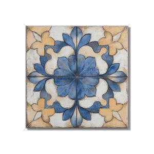 Blue And Beige Ceramic Tile - Vintage Moroccan Tile Design - Kitchen Backsplash Tile Bathroom Wall Tile Decorative Patterned Ceramic Tile