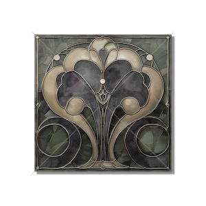 Ceramic Tile Dark Sage Green And Gray Vintage Art Deco Design - Art Deco Kitchen Backsplash Tile Art Deco Bathroom Tile - Free Shipping