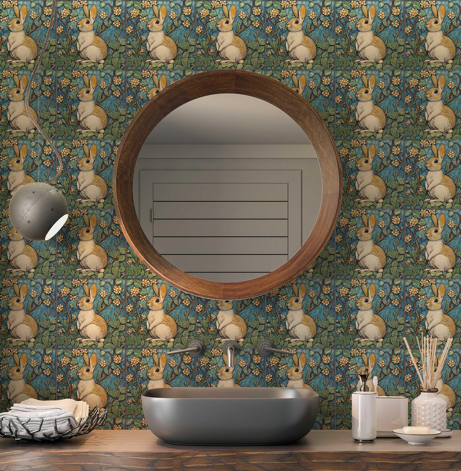 Bunny Rabbit Ceramic Tile - Vintage Design Rabbit Ceramic Tile - Rabbit ...