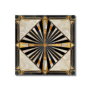 Vintage Art Deco Design Ceramic Tile Black And Gold Tones Art Deco Kitchen Backsplash Tile Art Deco Bathroom Tile - Free Shipping
