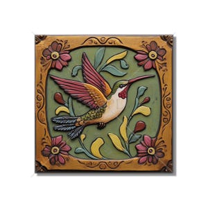 Hummingbird Design Ceramic Tile - Ceramic Tiles With Birds - Hummingbird Home Decor - Bird Mural - Tile With Animals Designs Free Shipping