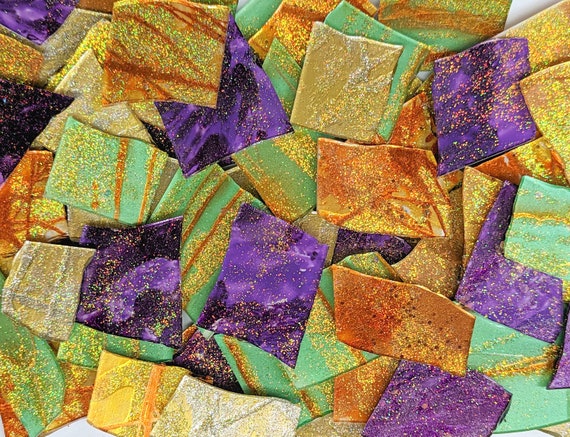 Sparkling Purple Green Orange Gold Glitter Glass Mosaic Tiles 1/2 Pound Bulk  Mosaic Tile Bulk Glitter Glass Mosaic Tiles Mosaic Supplies 