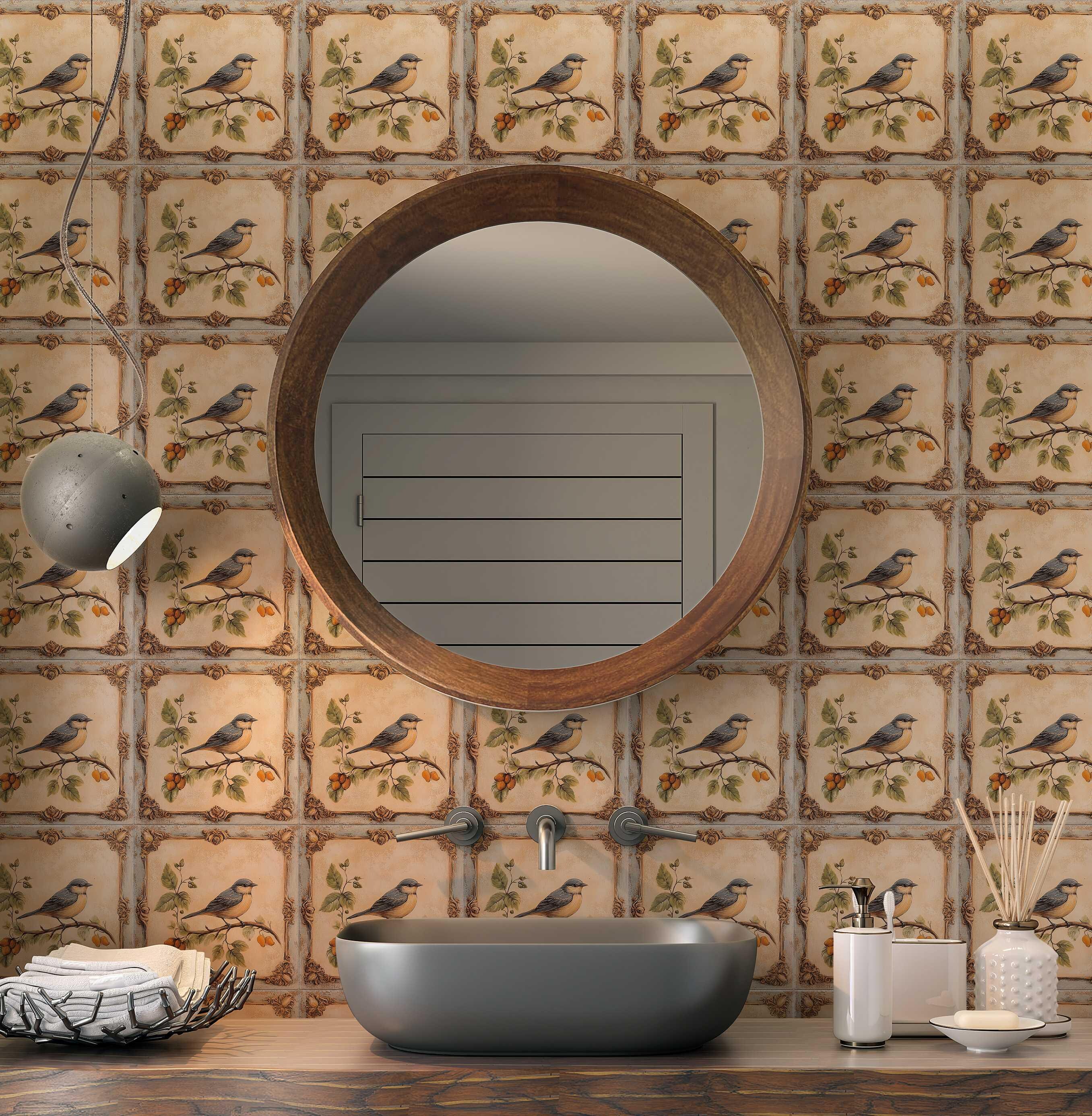 Vintage Bird Design Ceramic Tile - Ceramic Tiles With Birds - Bird ...
