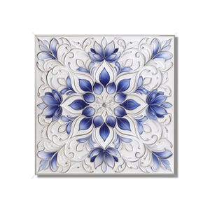 Blue Off White Ceramic Tile - Vintage Tile Design Kitchen Backsplash Tiles Bathroom Wall Accent Tiles Patterned Ceramic Tile Free Shipping