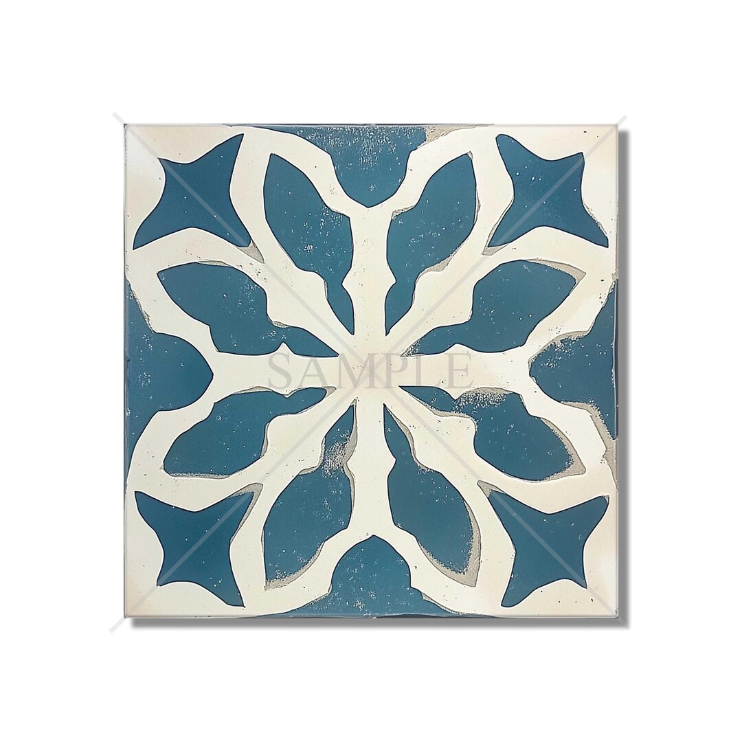 Ceramic Tile Blue off White Patterned Vintage Moroccan Design Kitchen ...