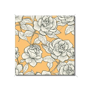 Vintage Botanical Floral Ceramic Tile - Peach And Ivory Ceramic Tile - Vintage Floral Rose Tile - Botanical Backsplash Tile Fireplace Tile