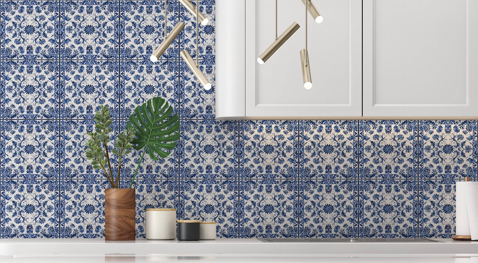 Blue and White Ceramic Tile - Vintage French Floral Tile Design - Blue ...