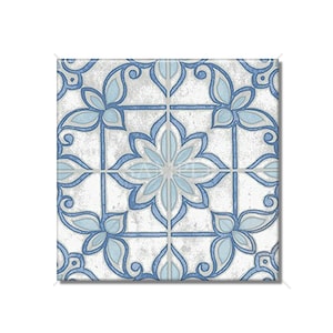 Blue White Grey Ceramic Tile - Vintage Moroccan Tile Design - Kitchen Backsplash Tile - Bathroom Wall Tile - Patterned Ceramic Tile