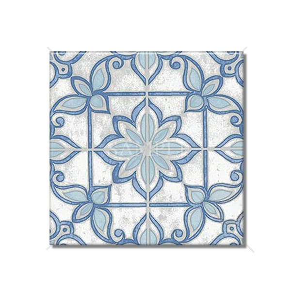 Blue White Grey Ceramic Tile - Vintage Moroccan Tile Design - Kitchen Backsplash Tile - Bathroom Wall Tile - Patterned Ceramic Tile