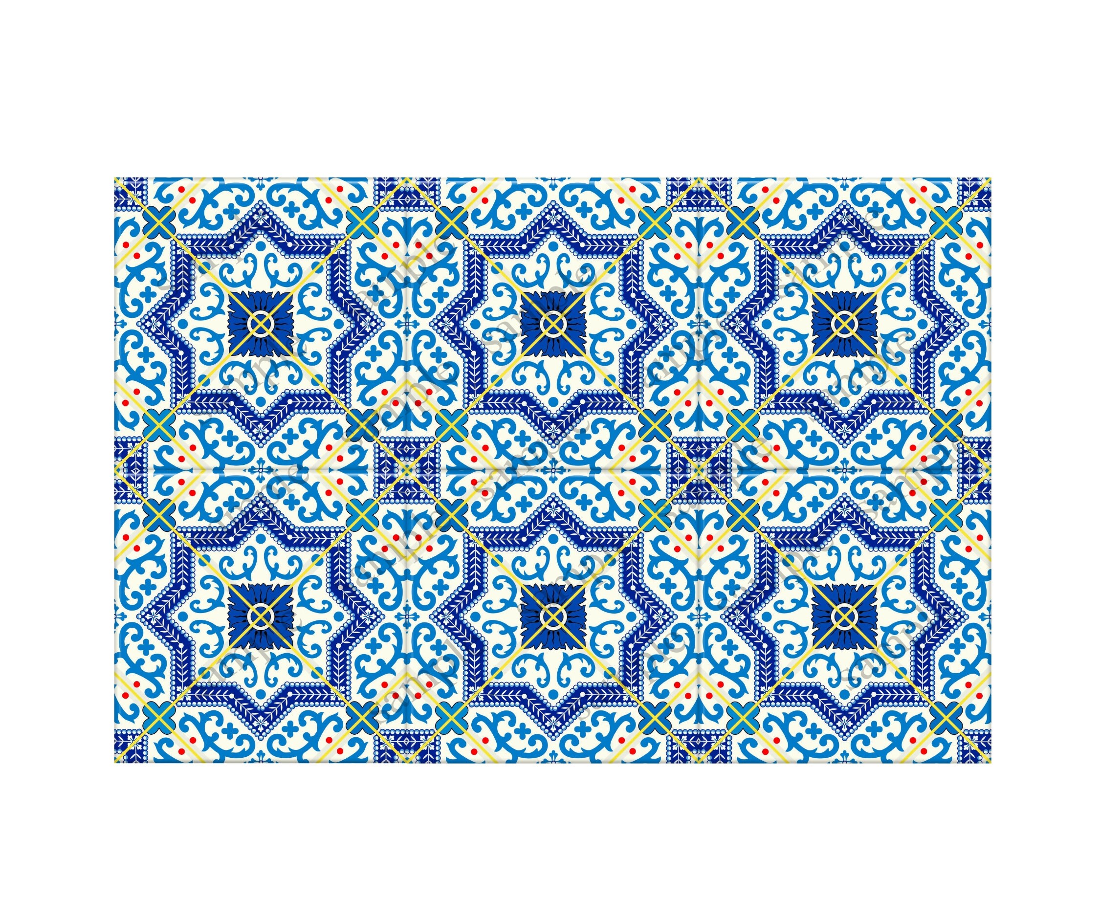 Blue Yellow Red Ceramic Tile - Moroccan Tile Design Kitchen Backsplash ...